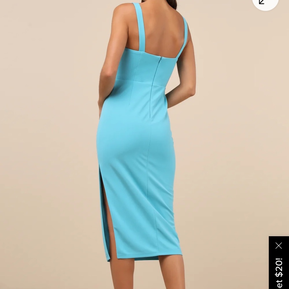 Lulu's Sky Blue Backless Midi Dress
